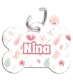 Chapa mascota personalizada Flores rosas
